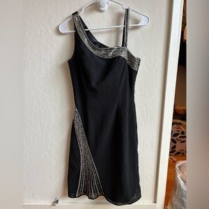 Aspeed Black One Shoulder Dress with Silver Embellishments